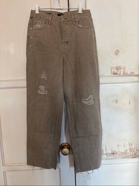 wild fable Taupe Straight-Leg Distressed Jeans